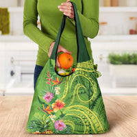 Polynesian Tribal Flower Tattoo Grocery Bag Special Lime Green Vibe