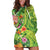 Polynesian Tribal Flower Tattoo Hoodie Dress Special Lime Green Vibe