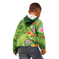 Polynesian Tribal Flower Tattoo Kid Hoodie Special Lime Green Vibe