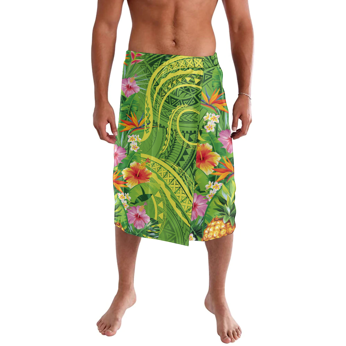 Polynesian Tribal Flower Tattoo Lavalava Special Lime Green Vibe