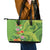 Polynesian Tribal Flower Tattoo Leather Tote Bag Special Lime Green Vibe