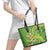 Polynesian Tribal Flower Tattoo Leather Tote Bag Special Lime Green Vibe