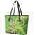 Polynesian Tribal Flower Tattoo Leather Tote Bag Special Lime Green Vibe