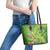 Polynesian Tribal Flower Tattoo Leather Tote Bag Special Lime Green Vibe