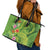 Polynesian Tribal Flower Tattoo Leather Tote Bag Special Lime Green Vibe