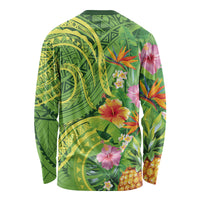 Polynesian Tribal Flower Tattoo Long Sleeve Shirt Special Lime Green Vibe