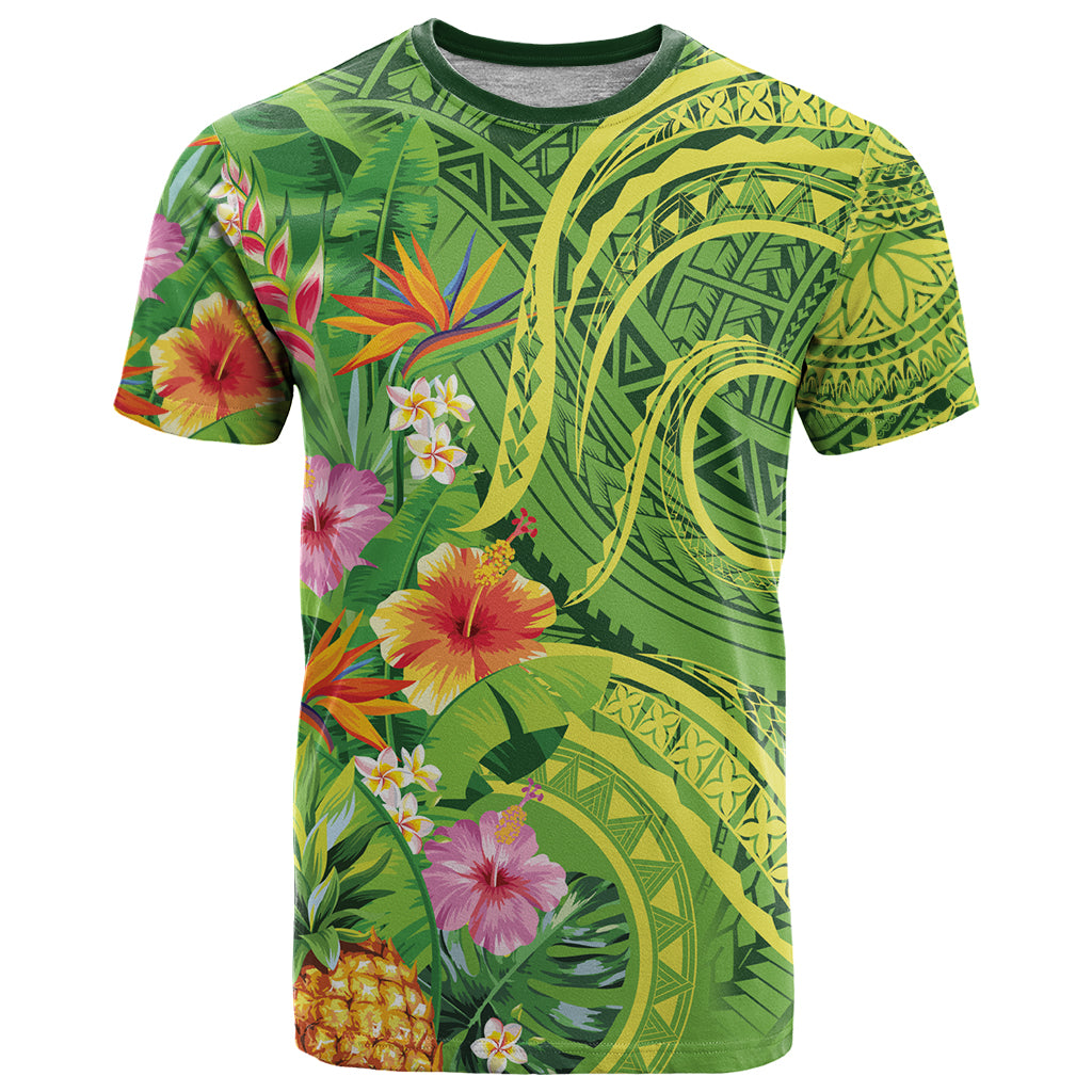 Polynesian Tribal Flower Tattoo T Shirt Special Lime Green Vibe