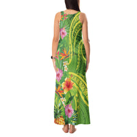 Polynesian Tribal Flower Tattoo Tank Maxi Dress Special Lime Green Vibe