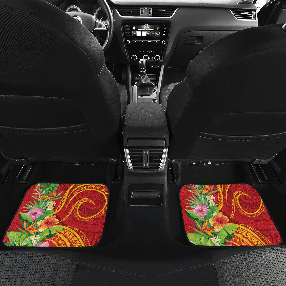 Polynesian Tribal Flower Tattoo Car Mats Special Vermilion Vibe