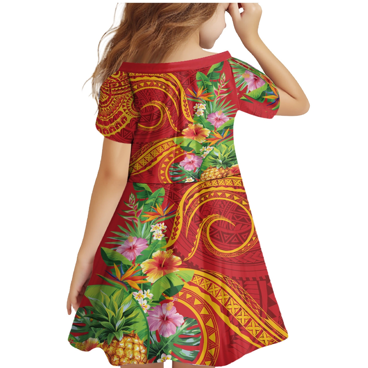 Polynesian Tribal Flower Tattoo Family Matching Mermaid Dress and Hawaiian Shirt Special Vermilion Vibe