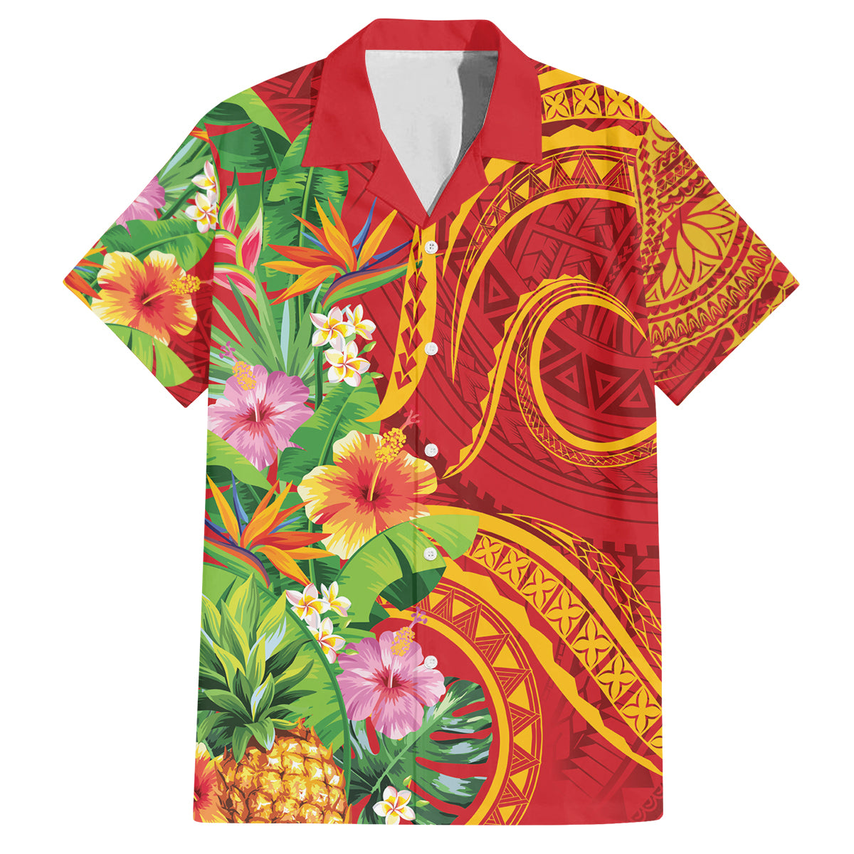Polynesian Tribal Flower Tattoo Family Matching Tank Maxi Dress and Hawaiian Shirt Special Vermilion Vibe