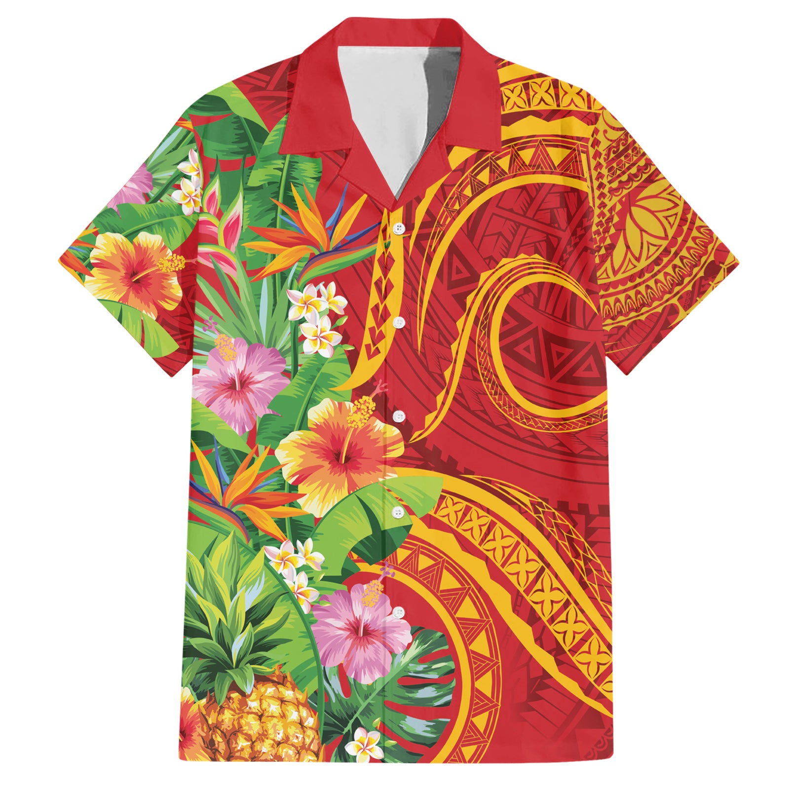 Polynesian Tribal Flower Tattoo Hawaiian Shirt Special Vermilion Vibe