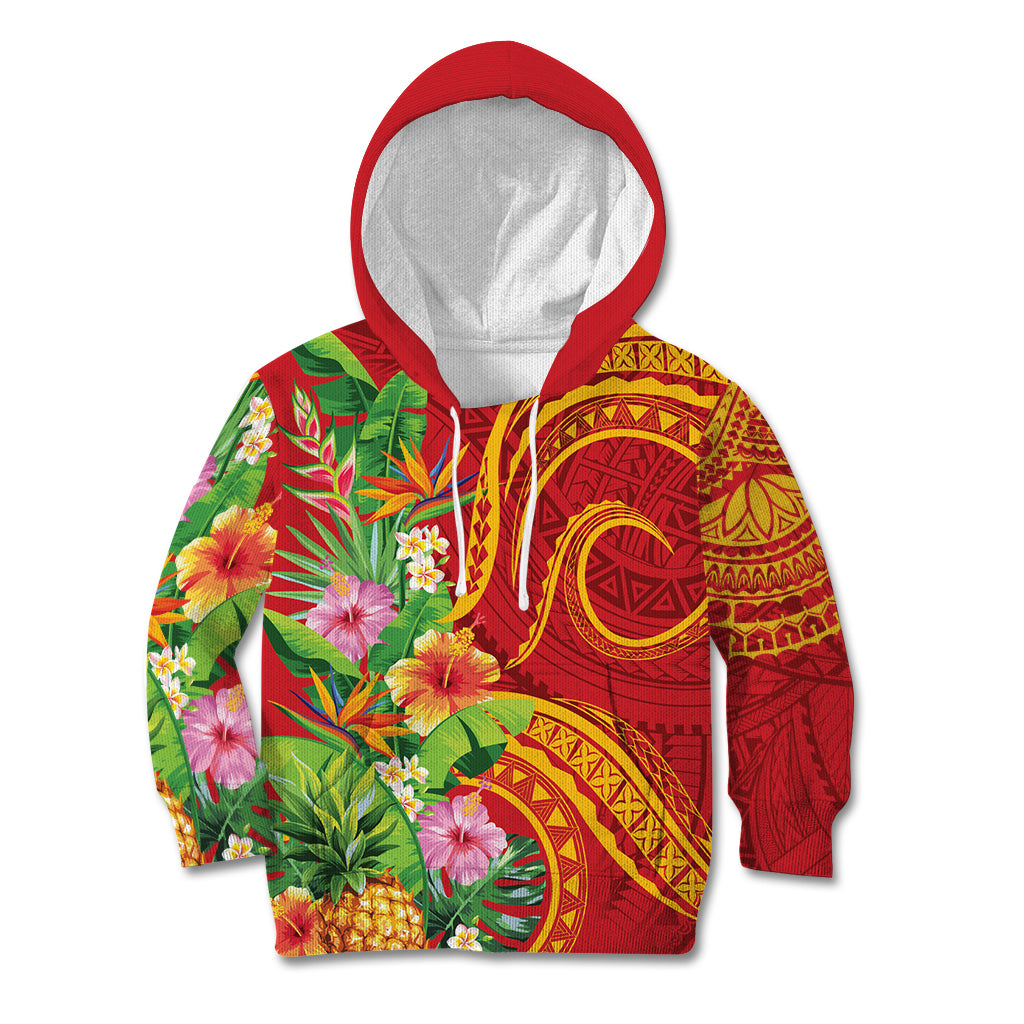 Polynesian Tribal Flower Tattoo Kid Hoodie Special Vermilion Vibe
