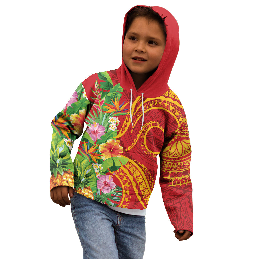 Polynesian Tribal Flower Tattoo Kid Hoodie Special Vermilion Vibe