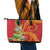 Polynesian Tribal Flower Tattoo Leather Tote Bag Special Vermilion Vibe