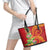 Polynesian Tribal Flower Tattoo Leather Tote Bag Special Vermilion Vibe