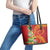 Polynesian Tribal Flower Tattoo Leather Tote Bag Special Vermilion Vibe