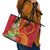 Polynesian Tribal Flower Tattoo Leather Tote Bag Special Vermilion Vibe