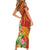 Polynesian Tribal Flower Tattoo Short Sleeve Bodycon Dress Special Vermilion Vibe