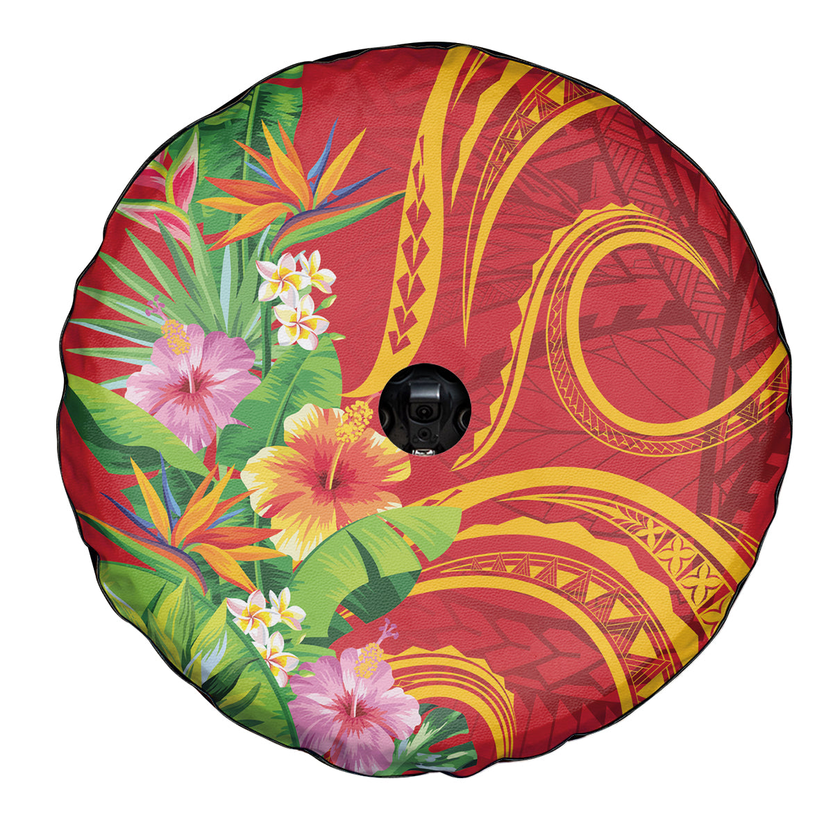 Polynesian Tribal Flower Tattoo Spare Tire Cover Special Vermilion Vibe