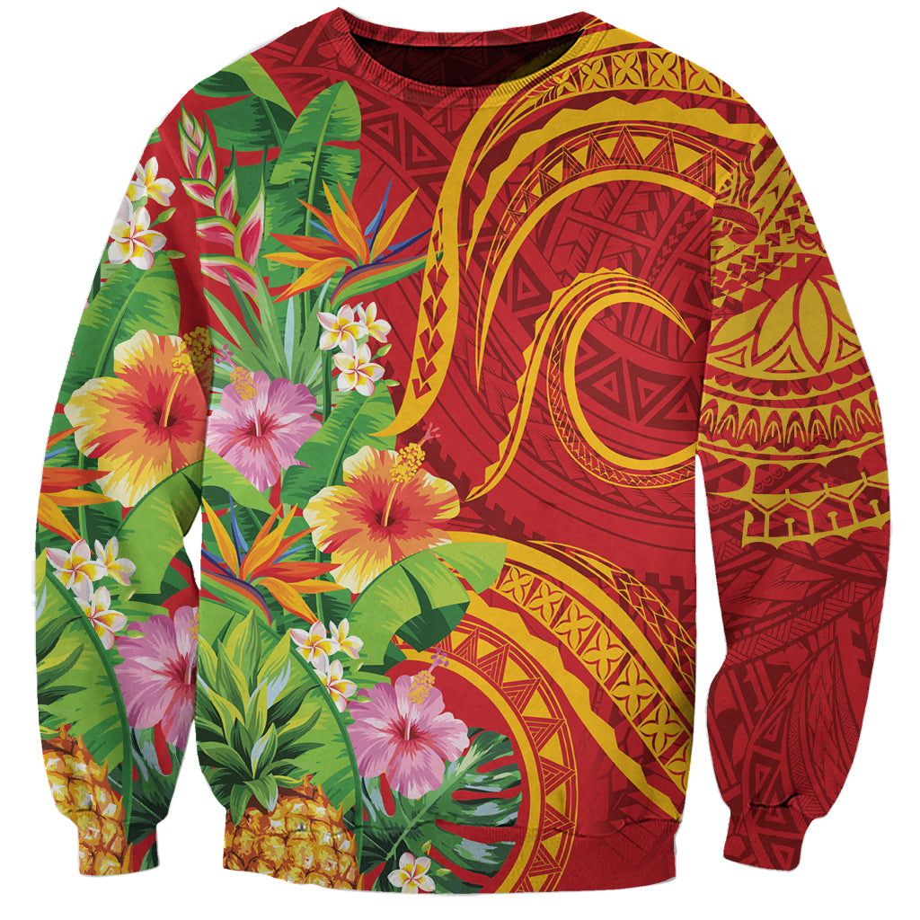 Polynesian Tribal Flower Tattoo Sweatshirt Special Vermilion Vibe
