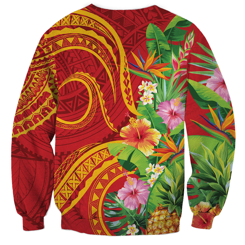 Polynesian Tribal Flower Tattoo Sweatshirt Special Vermilion Vibe