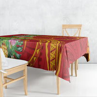 Polynesian Tribal Flower Tattoo Tablecloth Special Vermilion Vibe