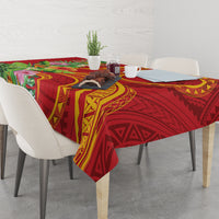 Polynesian Tribal Flower Tattoo Tablecloth Special Vermilion Vibe