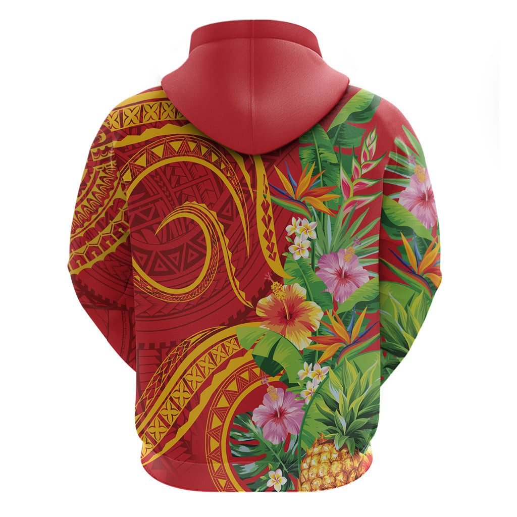 Polynesian Tribal Flower Tattoo Zip Hoodie Special Vermilion Vibe