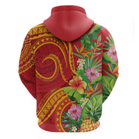 Polynesian Tribal Flower Tattoo Zip Hoodie Special Vermilion Vibe