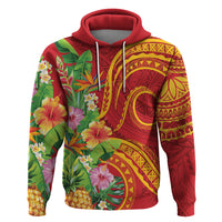 Polynesian Tribal Flower Tattoo Zip Hoodie Special Vermilion Vibe