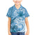 Polynesian Hibiscus Flower Tribal Family Matching Mermaid Dress and Hawaiian Shirt Blue Color