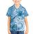 Polynesian Hibiscus Flower Tribal Family Matching Off Shoulder Short Dress and Hawaiian Shirt Blue Color