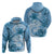 Polynesian Hibiscus Flower Tribal Hoodie Blue Color