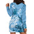 Polynesian Hibiscus Flower Tribal Hoodie Dress Blue Color