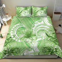 Polynesian Hibiscus Flower Tribal Bedding Set Lime Green Color