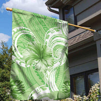 Polynesian Hibiscus Flower Tribal Garden Flag Lime Green Color