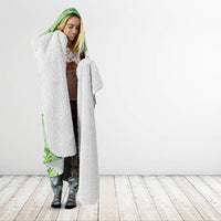 Polynesian Hibiscus Flower Tribal Hooded Blanket Lime Green Color
