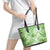 Polynesian Hibiscus Flower Tribal Leather Tote Bag Lime Green Color