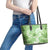 Polynesian Hibiscus Flower Tribal Leather Tote Bag Lime Green Color