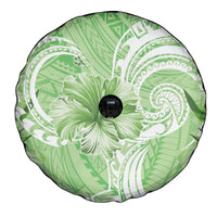 Polynesian Hibiscus Flower Tribal Spare Tire Cover Lime Green Color