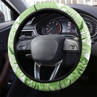Polynesian Hibiscus Flower Tribal Steering Wheel Cover Lime Green Color