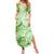 Polynesian Hibiscus Flower Tribal Summer Maxi Dress Lime Green Color