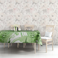 Polynesian Hibiscus Flower Tribal Tablecloth Lime Green Color