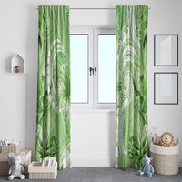 Polynesian Hibiscus Flower Tribal Window Curtain Lime Green Color