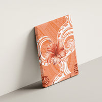 Polynesian Hibiscus Flower Tribal Canvas Wall Art Peach Color