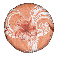 Polynesian Hibiscus Flower Tribal Spare Tire Cover Peach Color