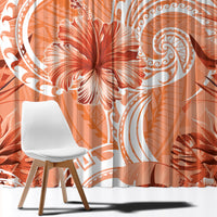 Polynesian Hibiscus Flower Tribal Window Curtain Peach Color