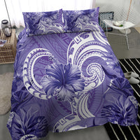 Polynesian Hibiscus Flower Tribal Bedding Set Violet Color