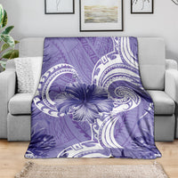Polynesian Hibiscus Flower Tribal Blanket Violet Color